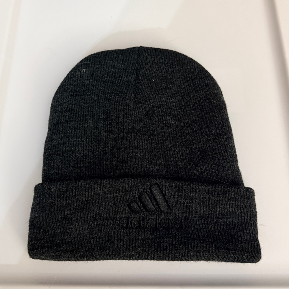 Adidas Unisex Dark Gray Cuffed Knit Beanie